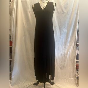D. Exterior Fringe Hem black sheath dress Med